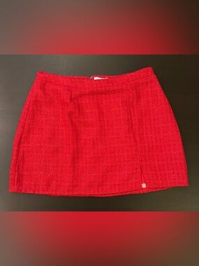 NWT Francesca's Red Tweed Mini Skirt with Subtle Sparkle